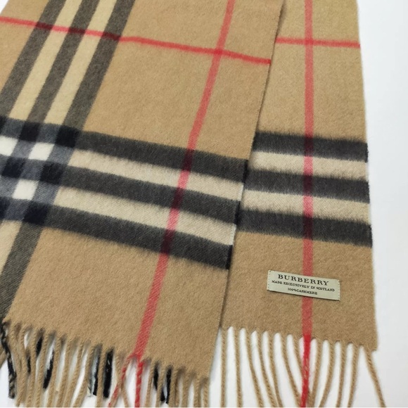 Auth Burberry Giant Check House Plaid Cashmere Scarf Stole Muffler Archive Beige - Picture 8 of 9